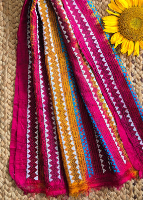 Mustard Deep Pink Kantha Dupatta