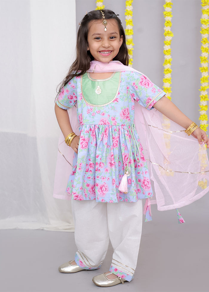 3 Pc Pink Cotton Suit Set