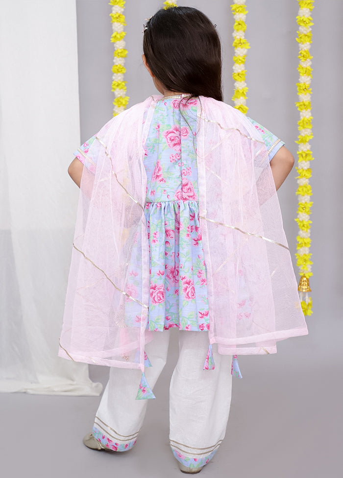 3 Pc Pink Cotton Suit Set