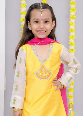 3 Pc Yellow Silk Suit Set