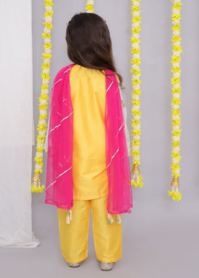 3 Pc Yellow Silk Suit Set