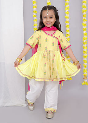 3 Pc Yellow Silk Suit Set