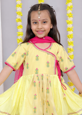 3 Pc Yellow Silk Suit Set