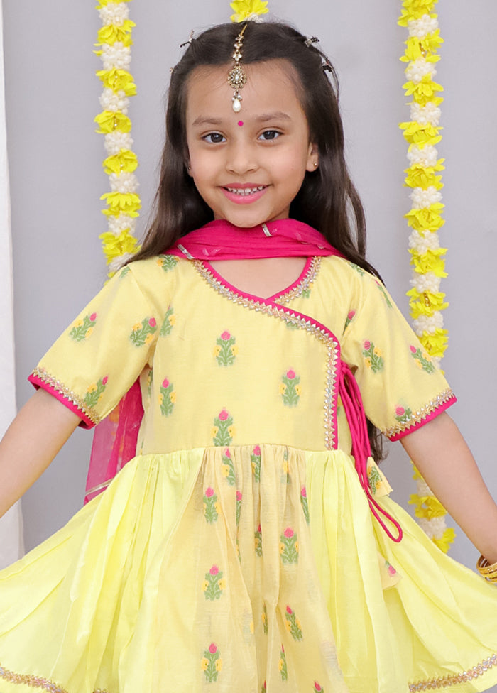 3 Pc Yellow Silk Suit Set