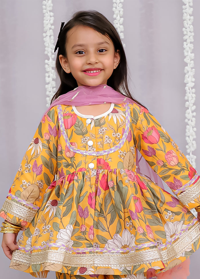 3 Pc Yellow Silk Suit Set