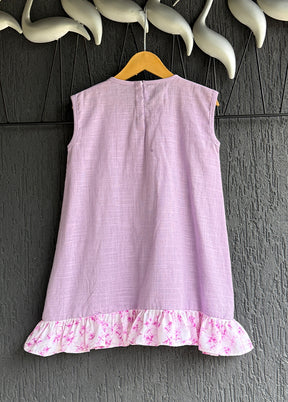 Cream Printed Work Silk Dress