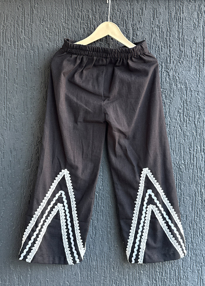 Black Embroidery Work Silk Palazzo