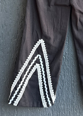 Black Embroidery Work Silk Palazzo