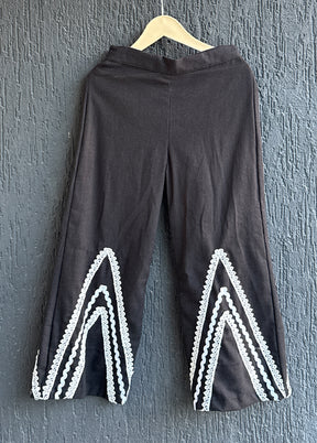 Black Embroidery Work Silk Palazzo