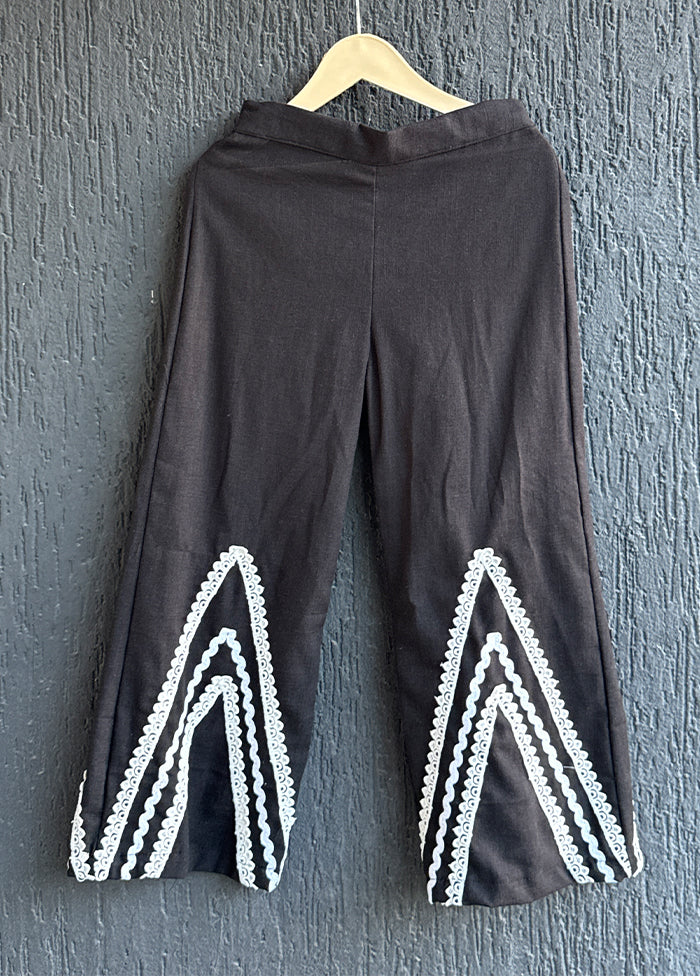 Black Embroidery Work Silk Palazzo
