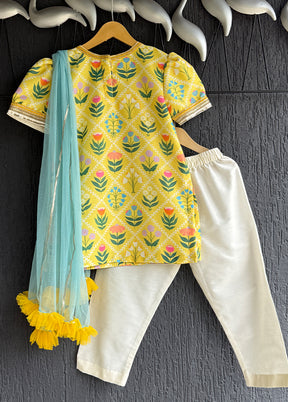3 Pc Yellow Silk Suit Set