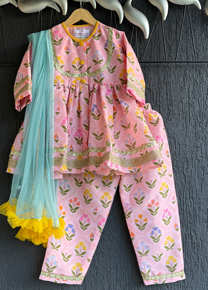 3 Pc Pink Silk Suit Set