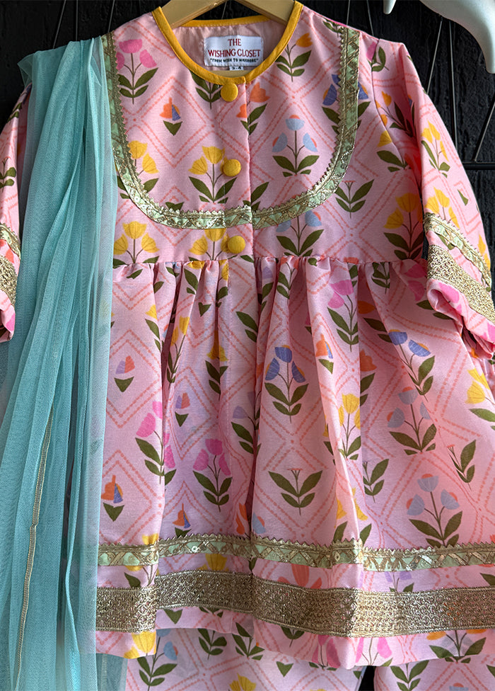 3 Pc Pink Silk Suit Set