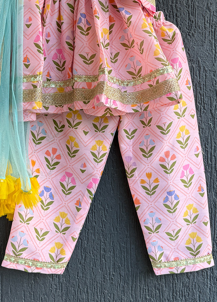 3 Pc Pink Silk Suit Set