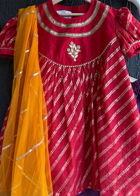 3 Pc Red Cotton Suit Set