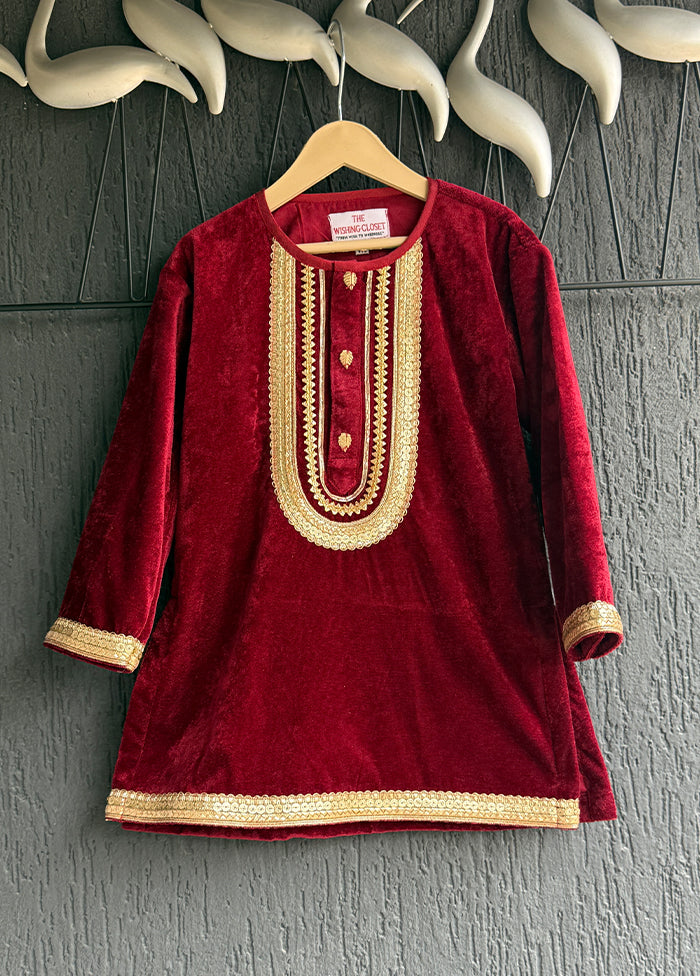 3 Pc Maroon Cotton Suit Set