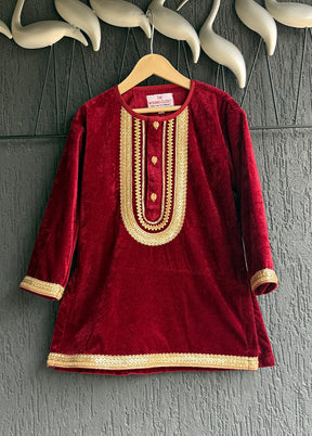 3 Pc Maroon Cotton Suit Set