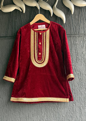 3 Pc Maroon Cotton Suit Set