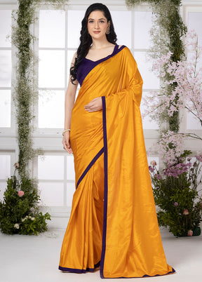 Yellow Pure Silk Saree by LUKSE