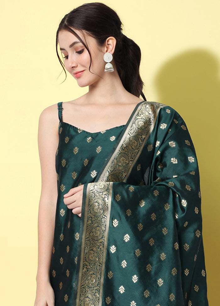 3 Pc Green Readymade Cotton Dupatta Suit Set