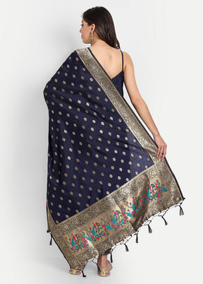 3 Pc Blue Readymade Cotton Dupatta Suit Set