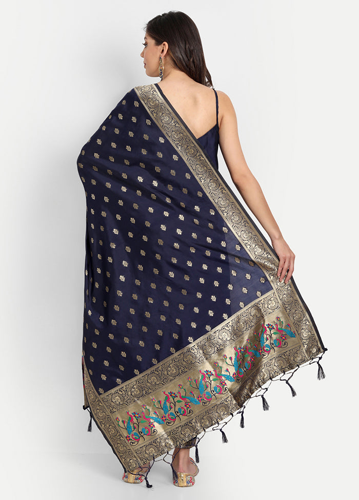 3 Pc Blue Readymade Cotton Dupatta Suit Set