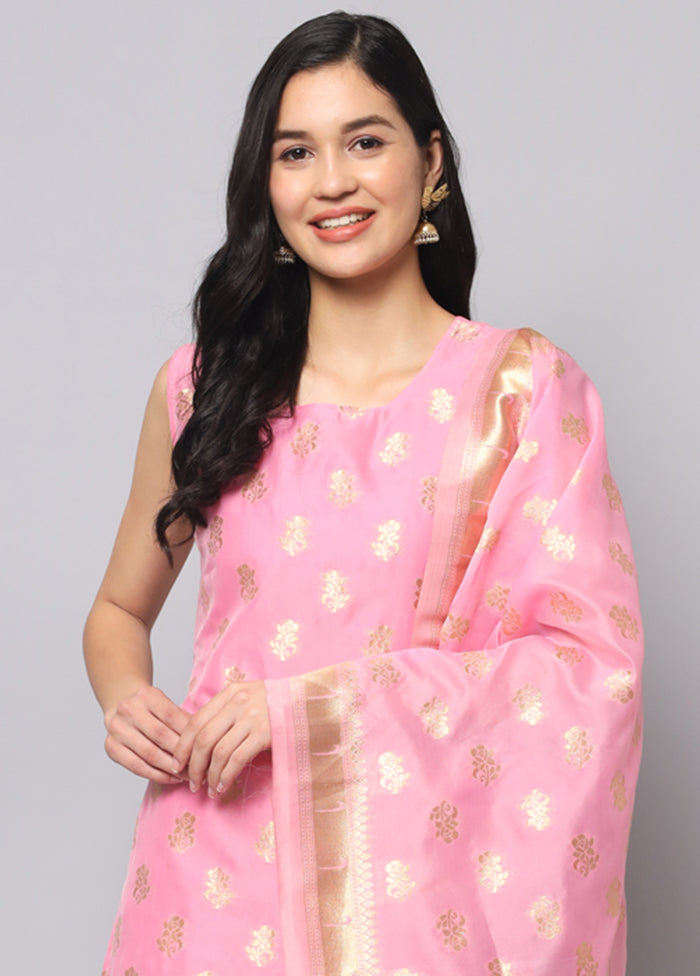 3 Pc Pink Readymade Cotton Dupatta Suit Set