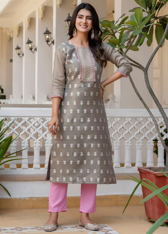 Grey Readymade Silk Kurti