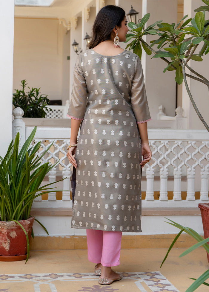 Grey Readymade Silk Kurti