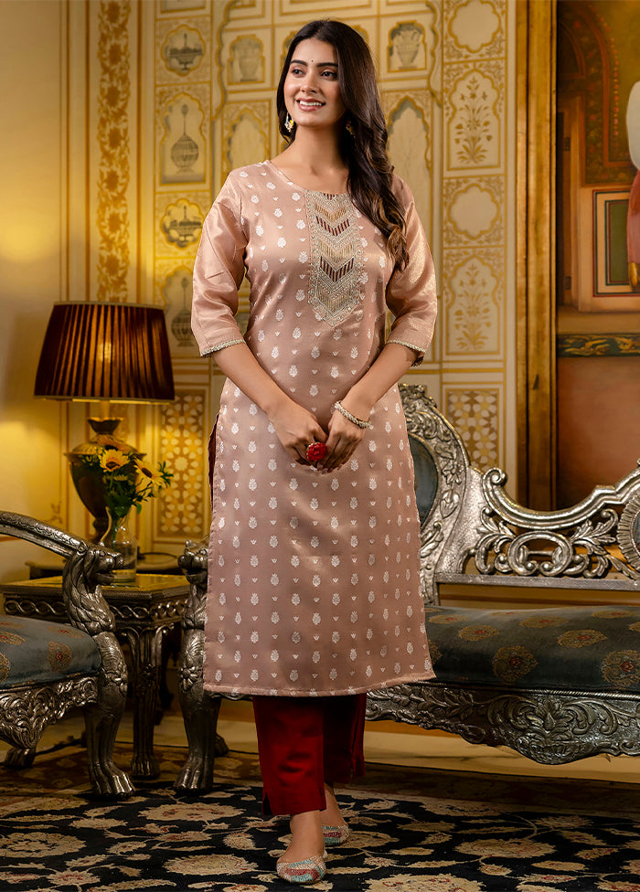 Peach Readymade Silk Kurti