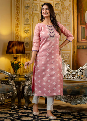 Pink Readymade Silk Kurti