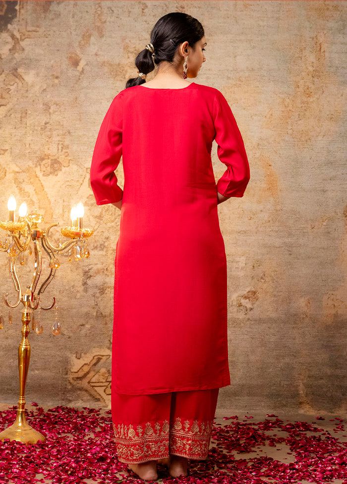 3 Pc Pink Readymade Silk Dupatta Suit Set