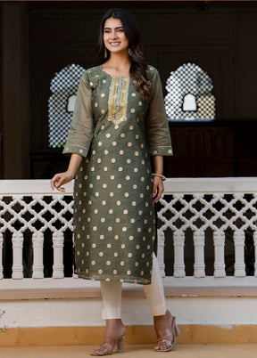Green Readymade Silk Kurti