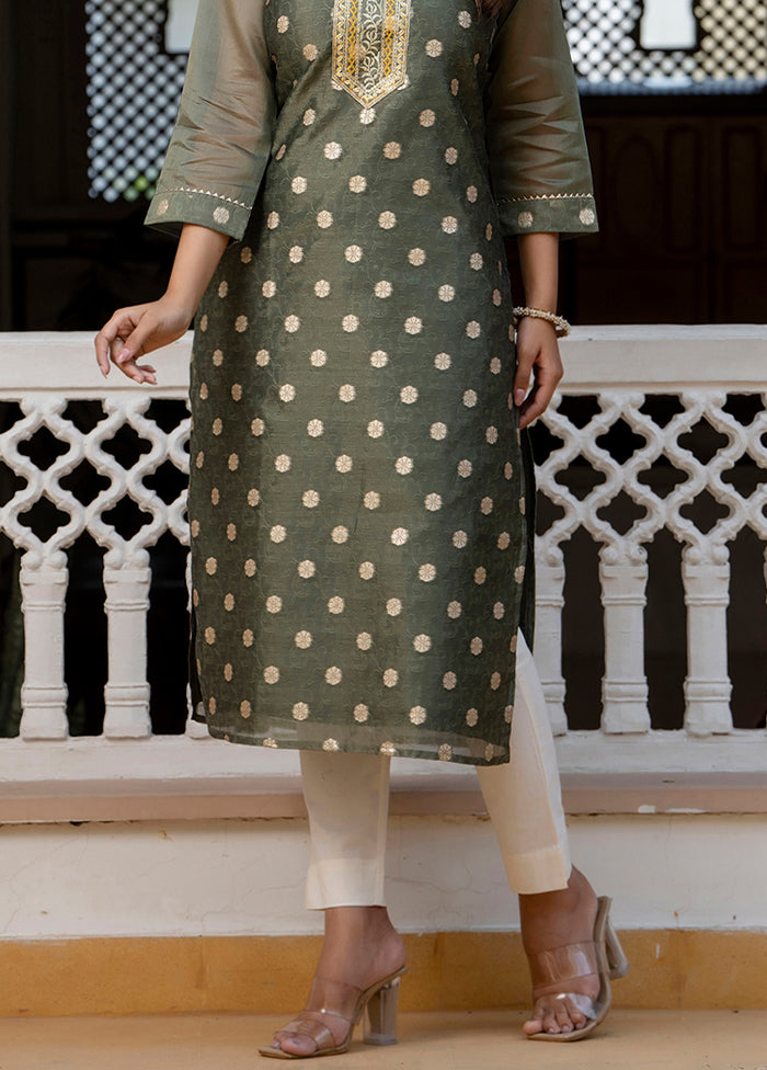 Green Readymade Silk Kurti