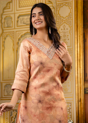 Peach Readymade Silk Kurti