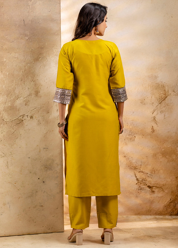 3 Pc Lemon Readymade Viscose Dupatta Suit Set