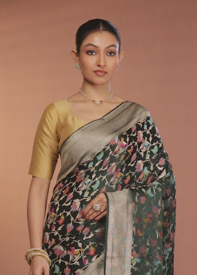 Green Handloom Uppada Pure Silk Saree With Blouse Piece