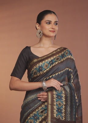 Blue Chanderi Silk Saree With Blouse Piece