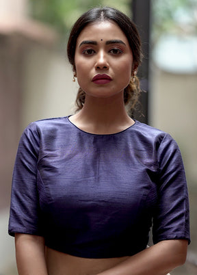 Navy Blue Dupion Silk Designer Blouse - Indian Silk House Agencies