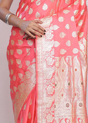 Pink Banarasi Pure Silk Saree With Blouse Piece - Indian Silk House Agencies