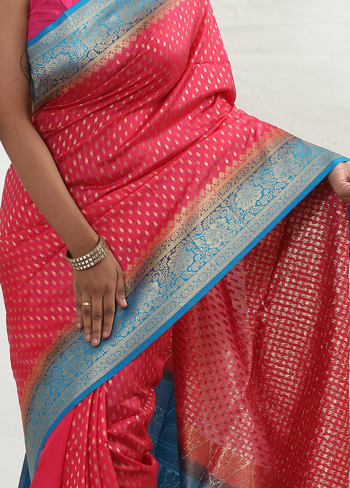 Pink Dupion Silk Saree With Blouse Piece - Indian Silk House Agencies