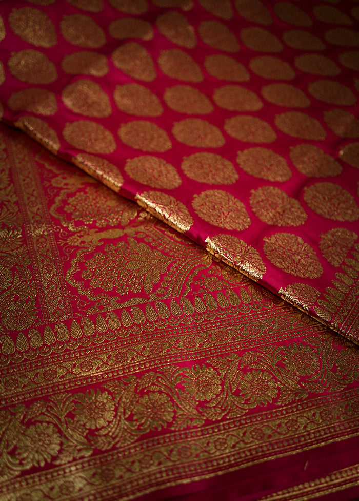Pink Banarasi Silk Saree With Blouse Piece - Indian Silk House Agencies