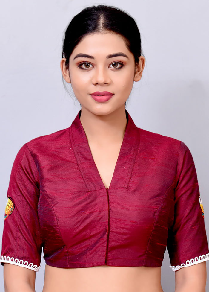 Magenta Silk Designer Blouse - Indian Silk House Agencies