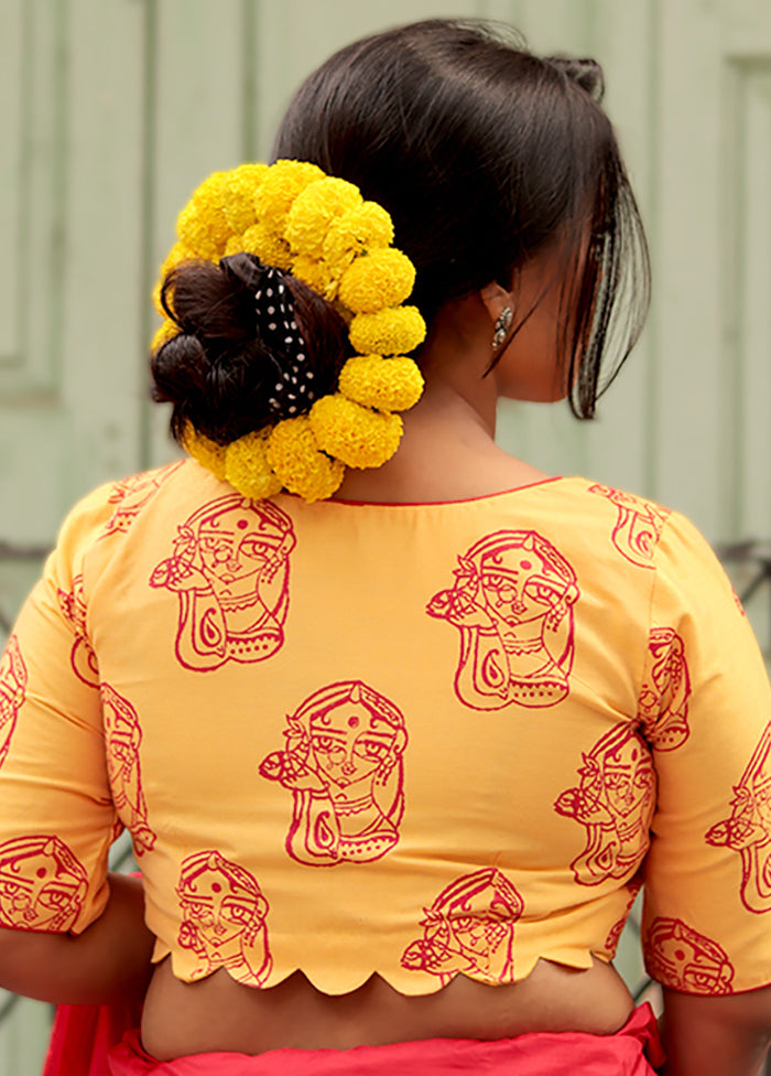 Yellow Cotton Silk Designer Blouse - Indian Silk House Agencies