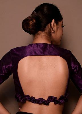 Purple Dupion Silk Designer Blouse - Indian Silk House Agencies