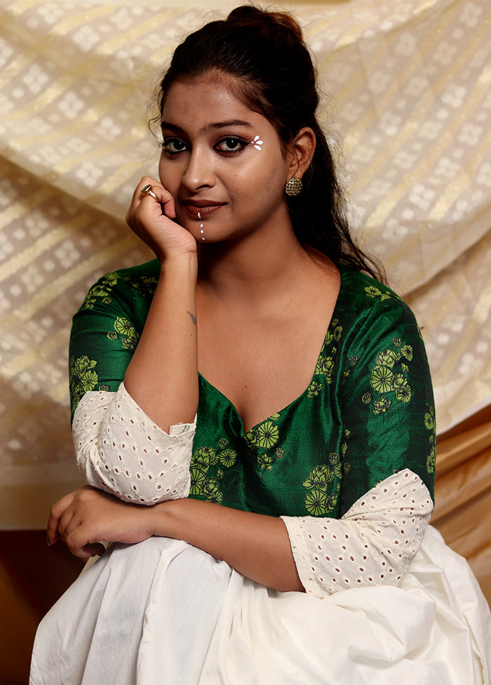 Green Silk Designer Blouse - Indian Silk House Agencies