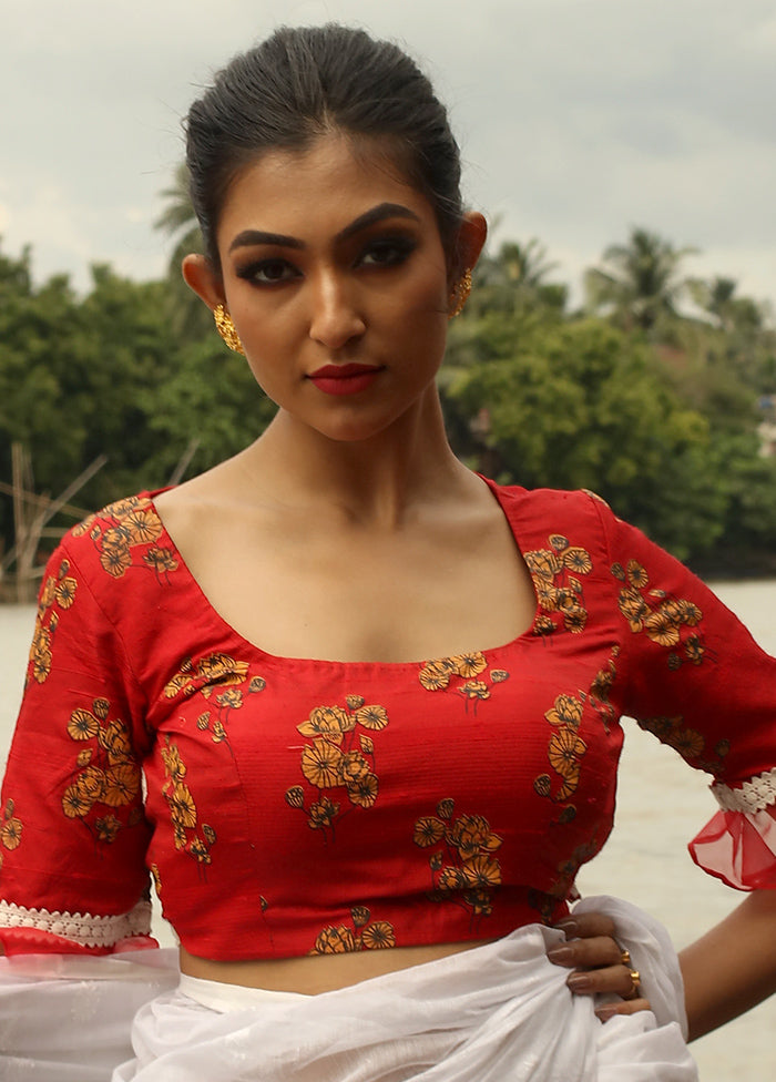 Red Silk Designer Blouse - Indian Silk House Agencies