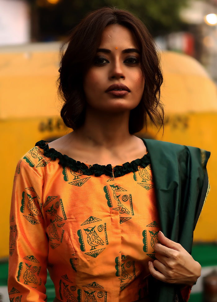 Mustard Cotton Silk Designer Blouse - Indian Silk House Agencies