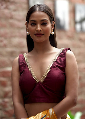 Maroon Dupion Silk Designer Blouse - Indian Silk House Agencies