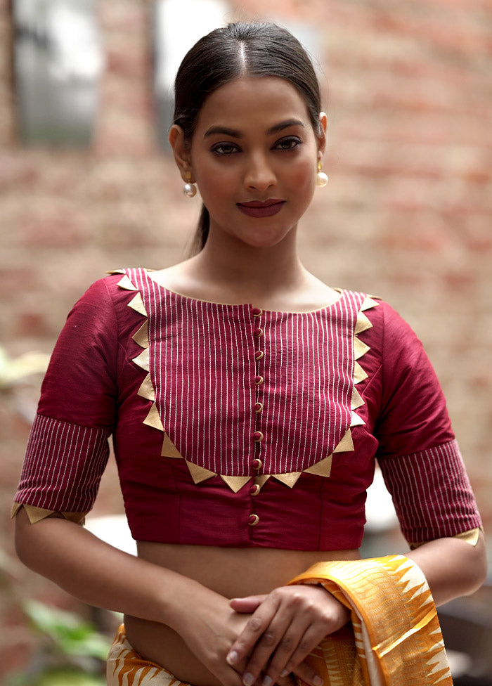 Maroon Dupion Silk Designer Blouse - Indian Silk House Agencies